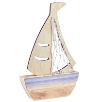Artikel Segelboot Deko Aufsteller Holz Natur Hellblau 25,5×16,5cm 3 St