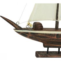 Artikel Segelboot aus Pinienholz Braun 22,5×4×29cm mit Leinwandsegel