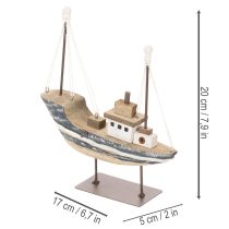 Artikel Maritimes Deko-Schiff Holz mit Metallstandfuss 20 cm mehrfarbig