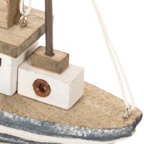 Artikel Maritimes Deko-Schiff Holz mit Metallstandfuss 20 cm mehrfarbig