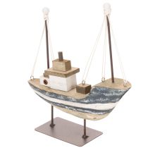 Artikel Maritimes Deko-Schiff Holz mit Metallstandfuss 20 cm mehrfarbig