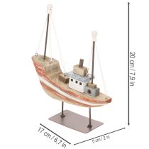 Artikel Dekoschiff aus Holz, 20 cm, mehrfarbig, maritimes Design