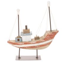 Artikel Dekoschiff aus Holz, 20 cm, mehrfarbig, maritimes Design