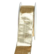 Artikel Geschenkband Gold mit Drahtkante 40mm 25m