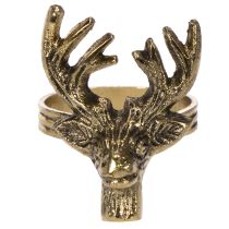 Artikel Serviettenring aus Metall, Hirschkopf, Gold-Optik, 6 cm, 4 Stück