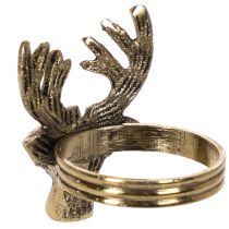 Artikel Serviettenring aus Metall, Hirschkopf, Gold-Optik, 6 cm, 4 Stück