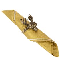 Artikel Serviettenring aus Metall, Hirschkopf, Gold-Optik, 6 cm, 4 Stück
