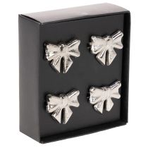 Artikel Serviettenring Schleifenmotiv Metall glänzend Silber 5cm 4er Set
