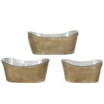 Artikel Set Metall-Übertöpfe Wannen-Form Kupferfarben/Weiss 3 Grössen für Innen und Aussen