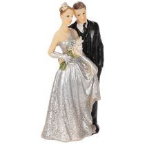 Artikel Tortenfigur Silberhochzeitspaar Polyresin 10cm Silber-Weiss