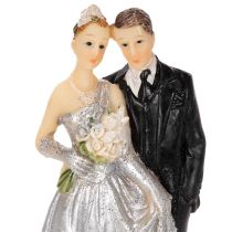 Artikel Tortenfigur Silberhochzeitspaar Polyresin 10cm Silber-Weiss