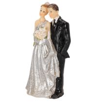 Artikel Tortenfigur Silberhochzeitspaar Polyresin 10cm Silber-Weiss