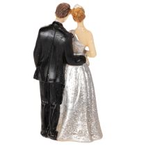 Artikel Tortenfigur Silberhochzeitspaar Polyresin 10cm Silber-Weiss