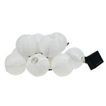 Artikel Solar-Lampionkette LED 4,5 m Weiss mit 10 Warmweiss leuchtenden Birnen