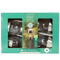 Artikel Solar Kugelleuchten mit Erdspiess, Kunststoff, 36cm, Silber, 4er Set