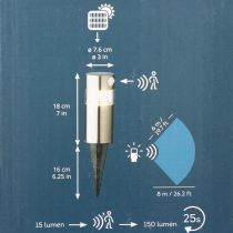 Artikel Solarleuchte aus Edelstahl mit Erdspiess und LED-Beleuchtung 34 cm für den Aussenbereich