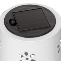 Artikel Solar Tischlampe aus Metall mit Blumenmuster 28 cm Weiss für Balkon und Garten