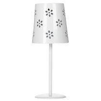 Artikel Solar Tischlampe aus Metall mit Blumenmuster 28 cm Weiss für Balkon und Garten