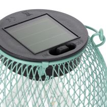 Artikel Solarlaterne aus Metall Türkis 12cm mit LED-Licht für Aussenbereich