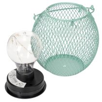 Artikel Solarlaterne aus Metall Türkis 12cm mit LED-Licht für Aussenbereich