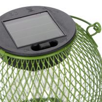 Artikel Solarlaterne rund 12 cm aus Metall in Grün mit LED