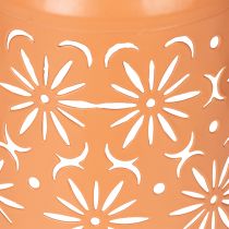 Artikel Solar Laterne aus Metall mit floralem Muster 26 cm Orange für den Aussenbereich