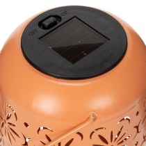 Artikel Solar Laterne aus Metall mit floralem Muster 26 cm Orange für den Aussenbereich