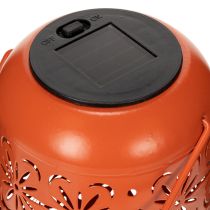Artikel Solar-Laterne aus Metall mit Blumenmuster und Akku, 26 cm, Rot