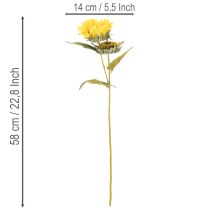 Artikel Künstliche Sonnenblumen mit realistischen Blättern und Blüten 58 cm, Set aus 3 Stielen, Gelb-Grün
