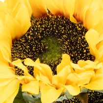 Artikel Künstliche Sonnenblumen mit realistischen Blättern und Blüten 58 cm, Set aus 3 Stielen, Gelb-Grün