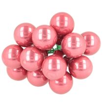 Artikel Weihnachtskugeln am Draht Set 140 Stück, Glas glänzend, 20 mm, Rot/Hellrosa/Rosa, Innenbereich