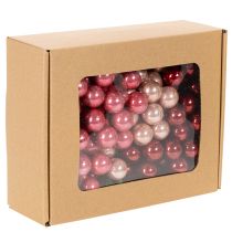 Artikel Weihnachtskugeln am Draht Set 140 Stück, Glas glänzend, 20 mm, Rot/Hellrosa/Rosa, Innenbereich