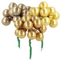 Artikel Mini-Weihnachtskugeln am Draht Spiegelbeeren 20 mm 140 Stück Kupferbraun Orange Goldgelb
