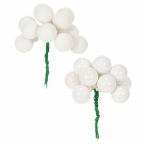 Artikel Spiegelbeeren Mini-Glaskugeln am Draht 25 mm, Weiss matt und glänzend, 140 Stück