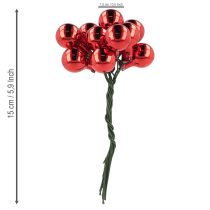 Artikel Rote Spiegelbeeren Ø1,5 cm Matt und Glänzend, 140 Stück mit Draht