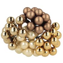 Artikel Spiegelbeeren Glas Ø1,5cm Braun-Gold 140 Stück mit Draht für Dekoration