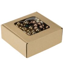 Artikel Spiegelbeeren Glas Ø1,5cm Braun-Gold 140 Stück mit Draht für Dekoration