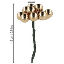 Artikel Spiegelbeeren Glas Ø1,5cm Braun-Gold 140 Stück mit Draht für Dekoration
