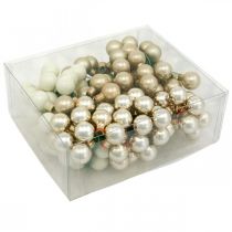Artikel Mini Weihnachtskugel Creme, Beige Spiegelbeeren Ø20mm 140St
