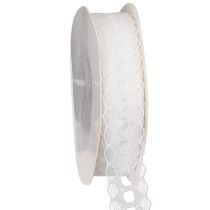 Artikel Zierband Baumwolle mit Spitzenbordüre 25 mm x 10 m in Weiss