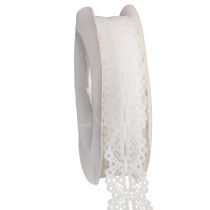 Artikel Zierband Baumwolle Spitzenmuster Weiss 10m x 25mm für Zuhause und Dekoration