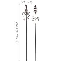 Artikel Gartenstecker verschnörkeltes Design mit dekorativer Form und stilvoller Metallkugel 90cm 2St