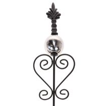 Artikel Gartenstecker Metall 90cm Schwarz mit Verzierungen und Metallkugel 2er-Set