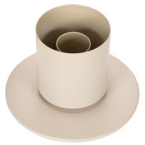 Artikel Stabkerzenhalter aus Metall mit Glaszylinder und Sockel 31 cm Taupe