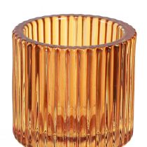 Artikel Stabkerzenhalter und Teelichthalter aus Glas, Orange, H8 cm, 4er Set
