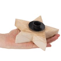Artikel Holzstern Kerzenständer für Stabkerzen, 16 cm, Natur und Schwarz