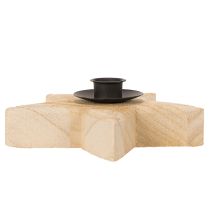 Artikel Holzstern Kerzenständer für Stabkerzen, 16 cm, Natur und Schwarz