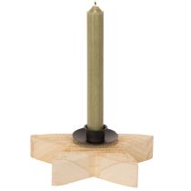 Artikel Holzstern Kerzenständer für Stabkerzen, 16 cm, Natur und Schwarz