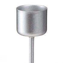 Artikel Silberne Adventskranz-Kerzenhalter aus Metall, 11 cm, 12 Stück