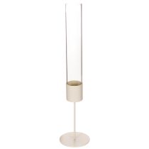 Artikel Stabkerzenhalter mit Glaszylinder 45 cm aus Metall in Taupe